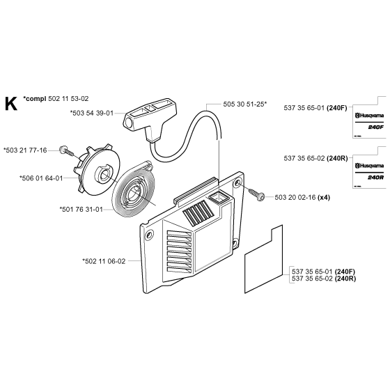 Starter Assembly for Husqvarna 240F Brushcutters