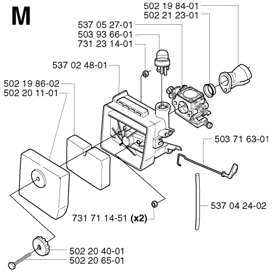 Carburetor & Air Filter Assembly for Husqvarna 240RJ Brushcutters