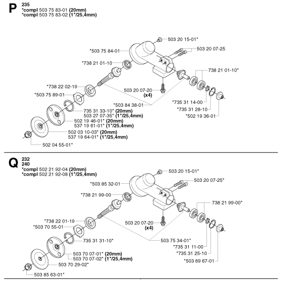 Bevel Gear Assembly for Husqvarna 240RJ Brushcutters