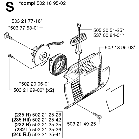 Starter Assembly for Husqvarna 240RJ Brushcutters