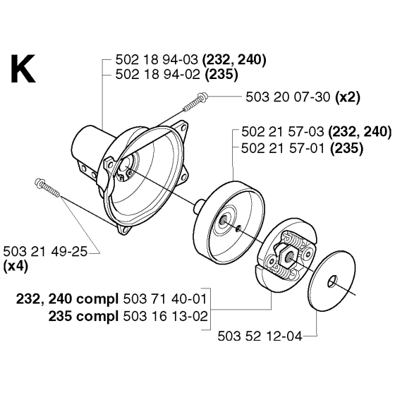 Clutch Assembly for Husqvarna 240RJ Brushcutters