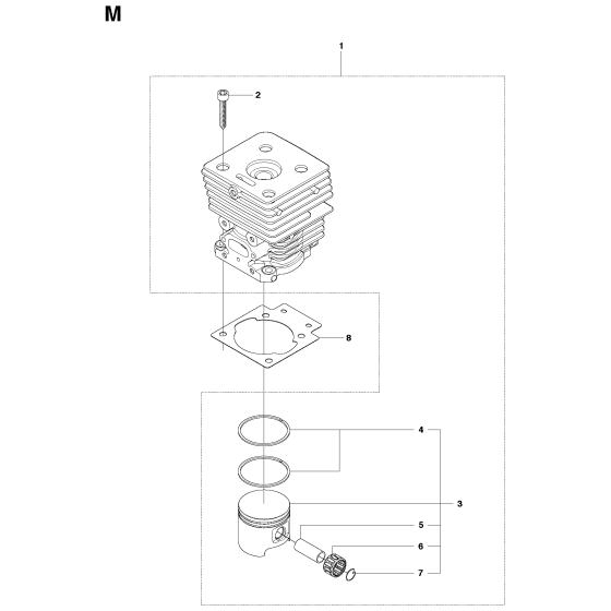 Cylinder Piston Assembly for Husqvarna 241R Brushcutters