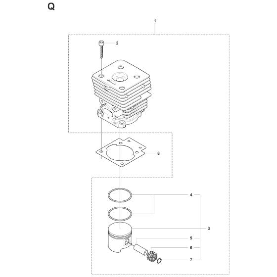 Cylinder Piston Assembly for Husqvarna 241RJ Brushcutters