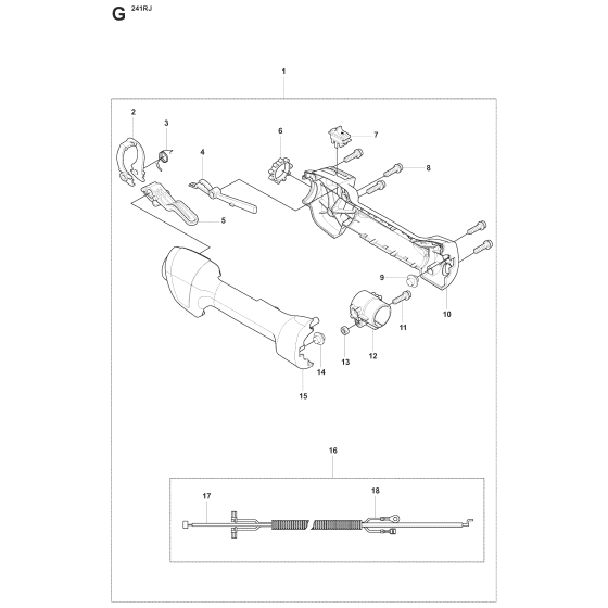 Handle & Controls No.2 Assembly for Husqvarna 241RJ Brushcutters