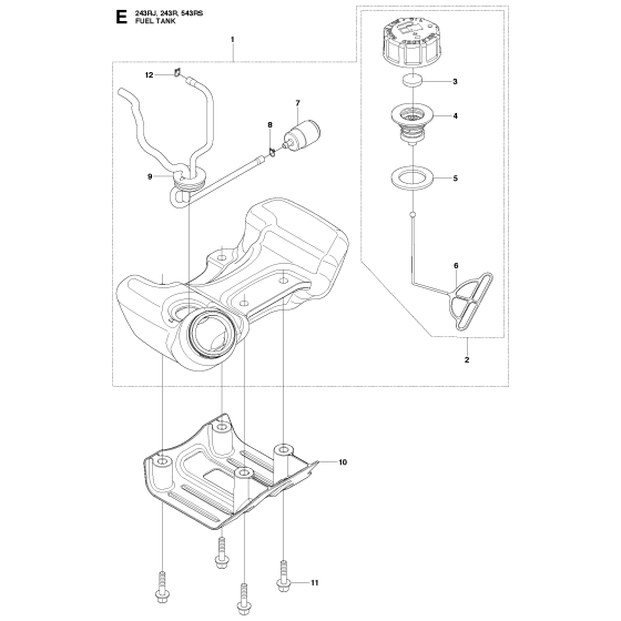 Fuel Tank Assembly for Husqvarna 243R Brushcutters