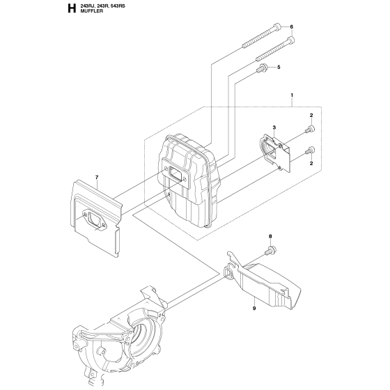 Muffler Assembly for Husqvarna 243R Brushcutters