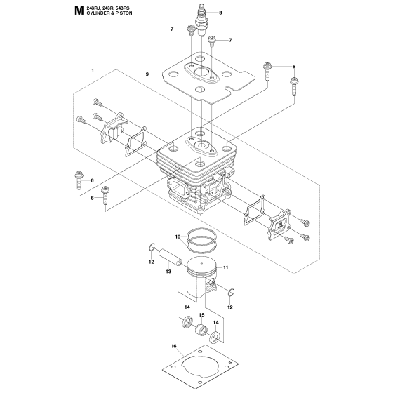 Cylinder Piston Assembly for Husqvarna 243RJ Brushcutters