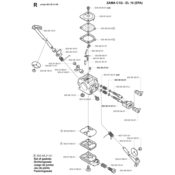 Carburetor Details No.2 Assembly for Husqvarna 245 Brushcutters