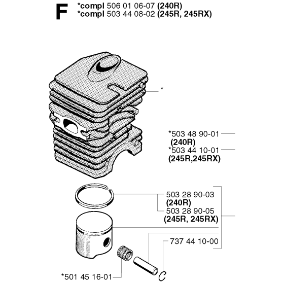 Cylinder Piston Assembly for Husqvarna 245R Brushcutters