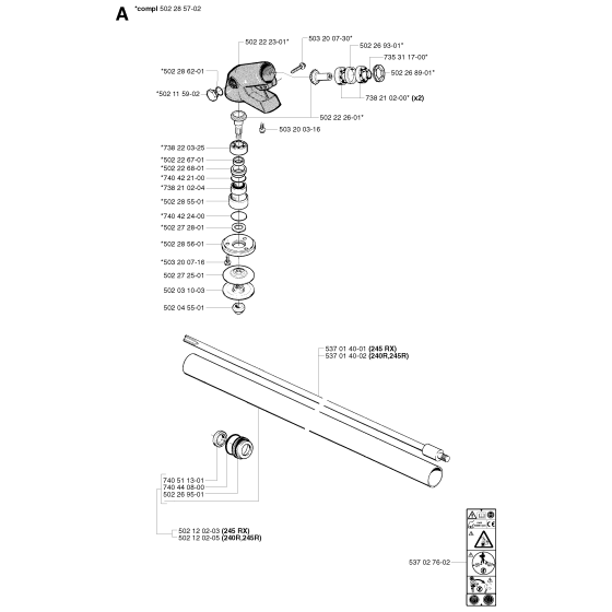 Bevel Gear & Shaft Assembly for Husqvarna 245RX Brushcutters