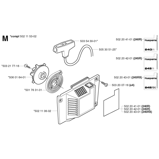 Starter Assembly for Husqvarna 245RX Brushcutters