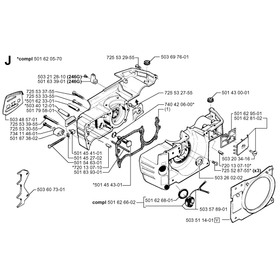 Crankcase Assembly for Husqvarna 246 Chainsaws