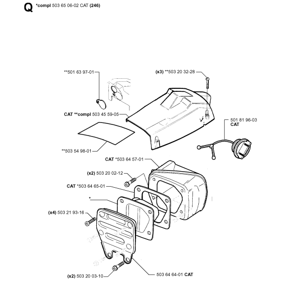 Muffler-3 Assembly for Husqvarna 246 Chainsaw