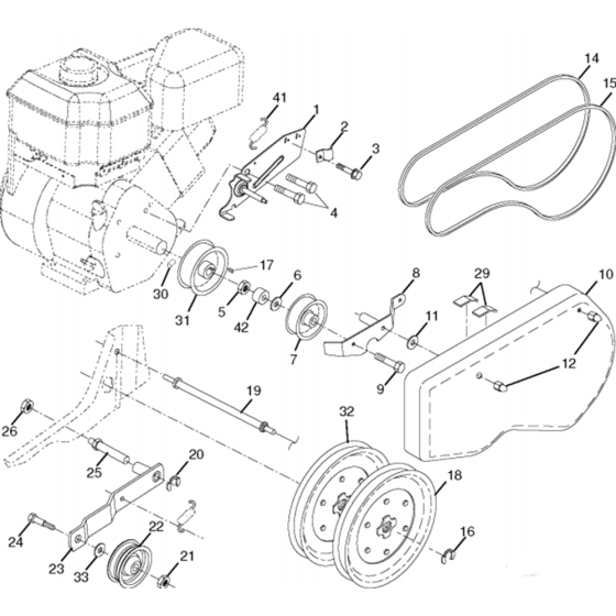 Belt Guard & Pulley Assembly for Husqvarna 25009 Cultivator/Tiller