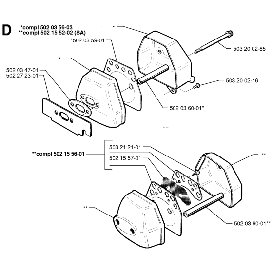 Muffler Assembly for Husqvarna 250ps Chainsaws