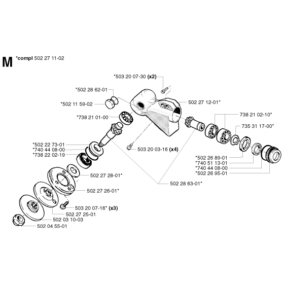 Steering Column Assembly for Husqvarna 250R Brushcutters