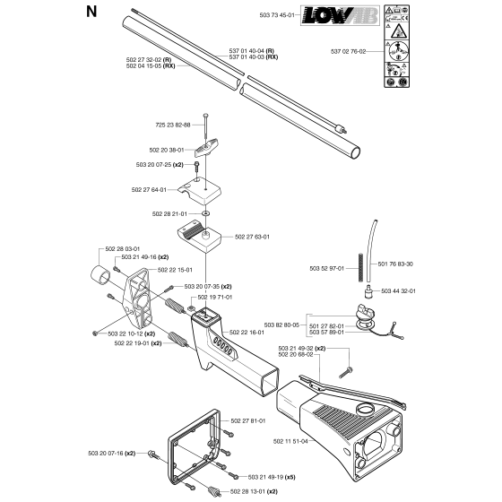 Shaft Assembly for Husqvarna 250R Brushcutters