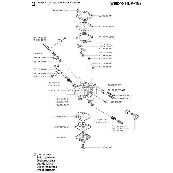 Carburetor Details No.2 Assembly for Husqvarna 250R Brushcutters