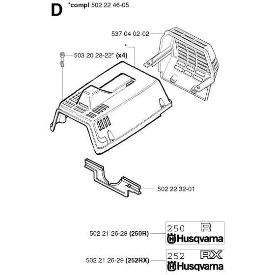 Cylinder Cover Assembly for Husqvarna 250R Brushcutters