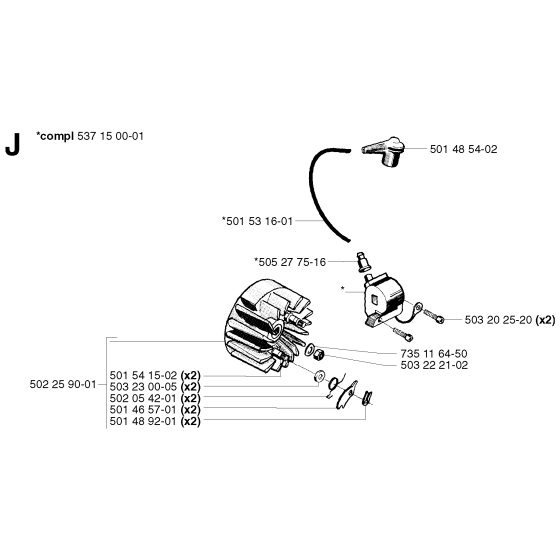 Ignition System Assembly for Husqvarna 250R Brushcutters