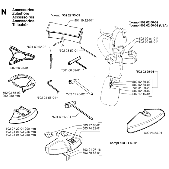 Accessories Assembly for Husqvarna 250RX Brushcutters