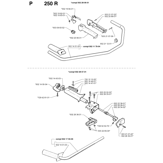 Handle & Controls Assembly for Husqvarna 250RX Brushcutters