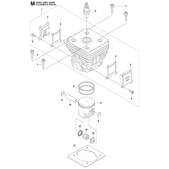 Cylinder Piston Assembly for Husqvarna 253R Brushcutters