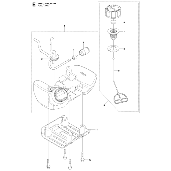 Fuel Tank Assembly for Husqvarna 253RJ Brushcutters