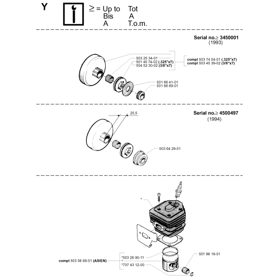 Service Updates Assembly for Husqvarna 254 Chainsaws