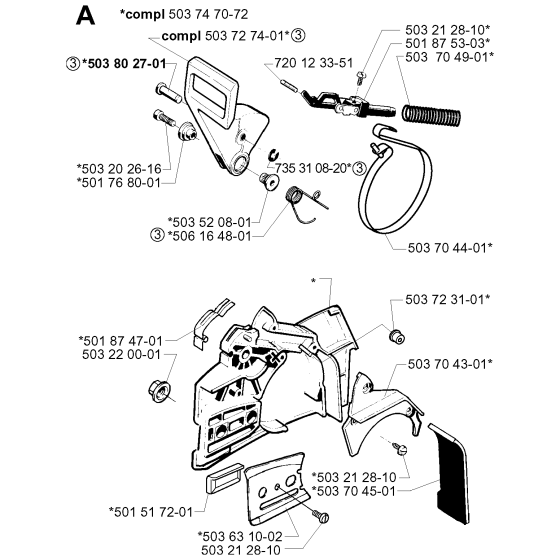 Chain Brake Assembly for Husqvarna 257 Chainsaws