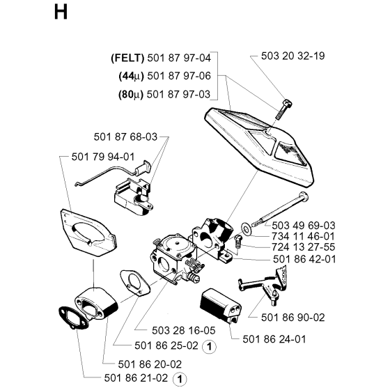 Carburetor & Air Filter Assembly for Husqvarna 257 Chainsaws