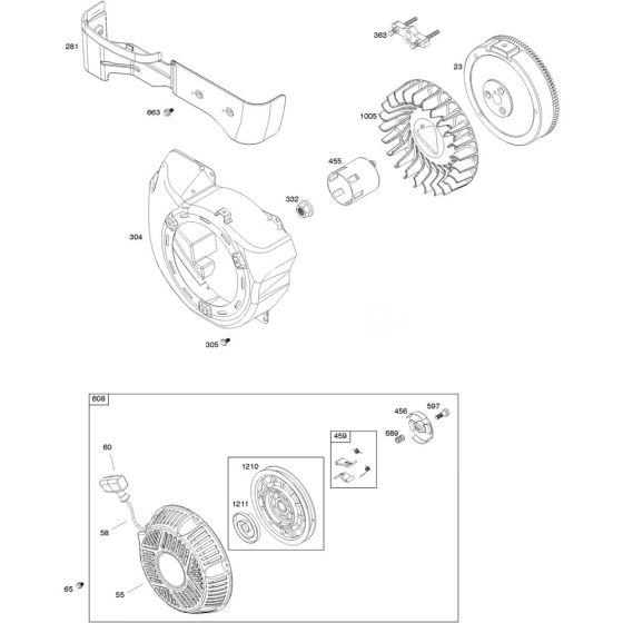 Blower Housing Assembly for Briggs and Stratton Model No.25T237-0045-F1 Horizontal Shaft Engine