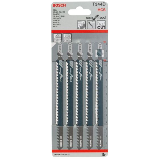 Bosch T344D 152mm Wood Jigsaw Blades - 5 Pack - OEM No. 2608633A34