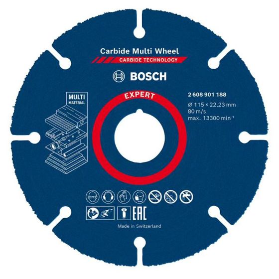 Bosch Expert 4 1/2" (115mm) Multi-Wheel for Wood, Metal, & Plastic - 1mm Thickness, 22.23mm Bore - OEM No. 2608901188