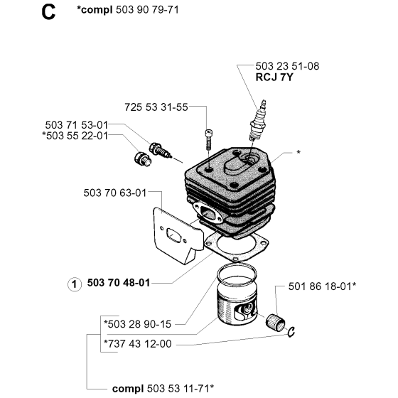 Cylinder Piston Assembly for Husqvarna 262xp Chainsaws