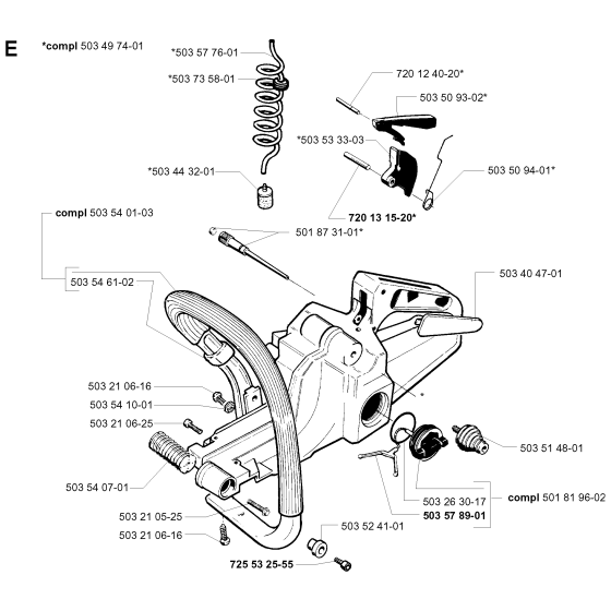 Fuel Tank & Handle Assembly for Husqvarna 262xp Chainsaws