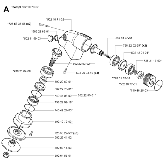 Bevel Gear Assembly for Husqvarna 265RX Brushcutters