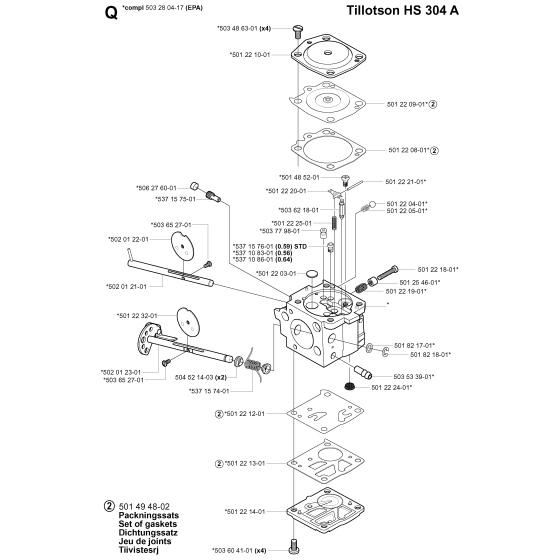 Carburetor Details Assembly for Husqvarna 265RX Brushcutters