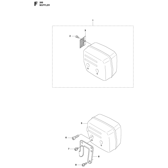 Muffler Assembly for Husqvarna 268 Chainsaws