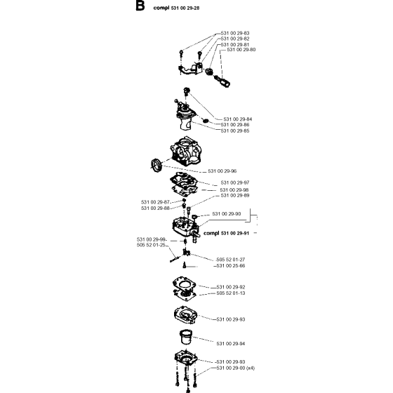 Carburetor Details Assembly for Husqvarna 26H Hedge Trimmers