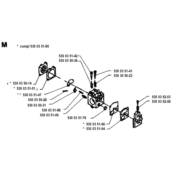 Carburetor Details Assembly for Husqvarna 26R Brushcutters