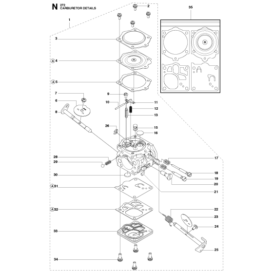 Carburetor Details Assembly for Husqvarna 272xp Chainsaw