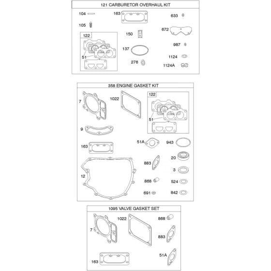 Engine Gasket Assembly for Briggs and Stratton Model No. 49S877-0015-G1 Vertical Shaft Engine