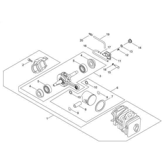 Cylinder, Piston, Crankshaft for Shindaiwa 280TCS Chainsaw