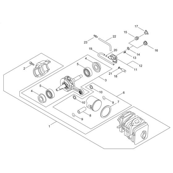 Cylinder, Piston, Crankshaft for Shindaiwa 280TS Chainsaw