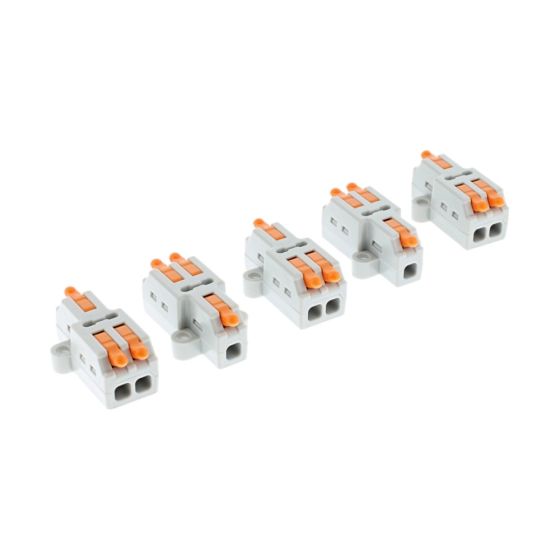 1 Way In 2 Way Out Quick Wire Connector Splitter, 32A, 250V AC - Pack of 5