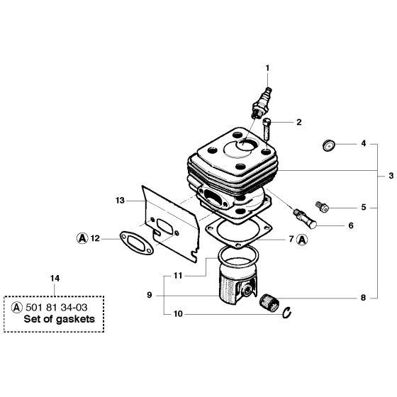 Cylinder Piston Assembly for Husqvarna 288xp Chainsaws