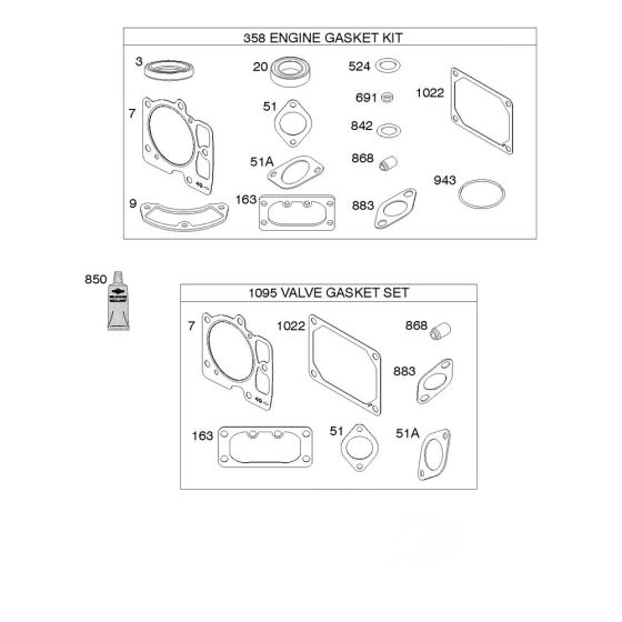 Engine Gasket Assembly for Briggs and Stratton Model No. 49E877-0006-G1 Vertical Shaft Engine