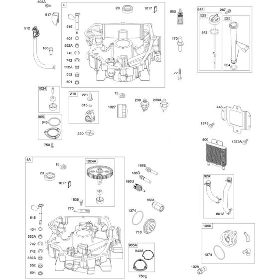 Sump Assembly for Briggs and Stratton Model No. 49E877-0006-G1 Vertical Shaft Engine