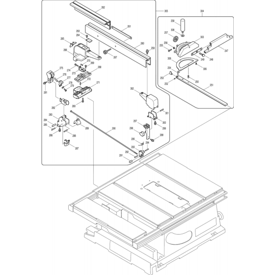 Main Assembly for Makita 2704 260mm Table Saws